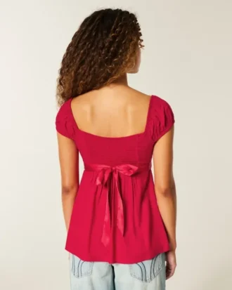 Easy satijnen babydolltop met strik