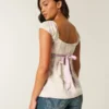 Easy satijnen babydolltop met strik Easy satijnen babydolltop met strik