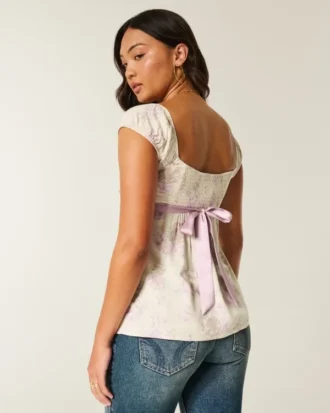 Easy satijnen babydolltop met strik