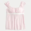 Easy satijnen babydolltop met strik Easy satijnen babydolltop met strik