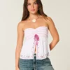 Easy Strapless Embroidered Babydoll Top