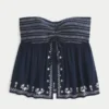 Easy Strapless Embroidered Babydoll Top