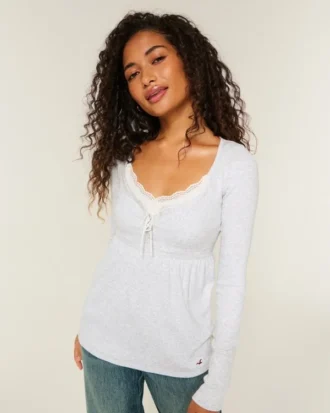 Easy Tie-Back Henley Babydoll Top Easy Tie-Back Henley Babydoll Top