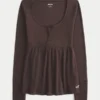 Easy Tie-Back Henley Babydoll Top