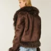 Faux fur gevoerde faux shearling jas