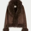Faux fur gevoerde faux shearling jas