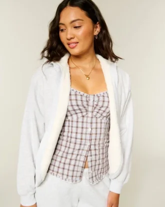 Faux fur gevoerde fleece vest zonder sluiting