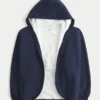 Faux fur gevoerde fleece vest zonder sluiting Faux fur gevoerde fleece vest zonder sluiting