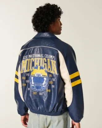 Faux lederen University of Michigan Wolverines grafisch jack
