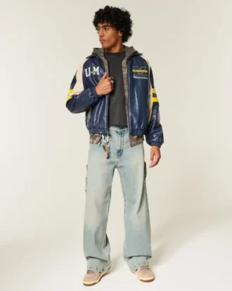 Faux lederen University of Michigan Wolverines grafisch jack