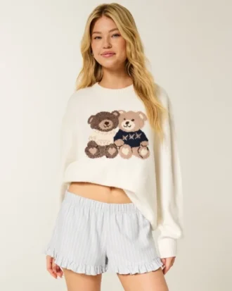 Flanellen short met ruches