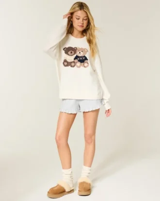 Flanellen short met ruches