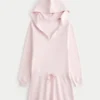 Fleece jurk met capuchon en lange mouwen Fleece jurk met capuchon en lange mouwen