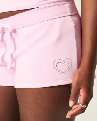 Fleece minishort met hartjesprint