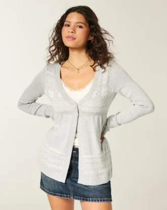 Flyaway babydoll-vest met lange mouwen