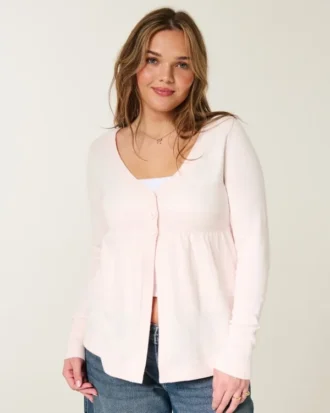 Flyaway babydoll-vest met lange mouwen