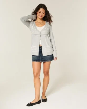 Flyaway babydoll-vest met lange mouwen