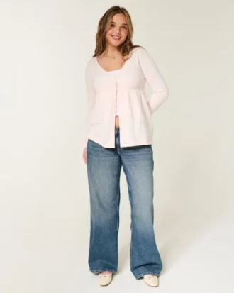 Flyaway babydoll-vest met lange mouwen