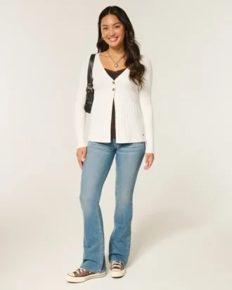 Flyaway babydoll-vest met lange mouwen
