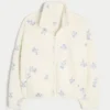 Geborduurd sherpa fleece jack
