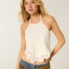 Gehaakte tanktop met hoge hals en open rug Gehaakte tanktop met hoge hals en open rug