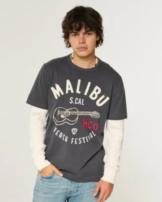 Gelaagde T-shirt met lange mouwen en logo-afbeelding