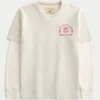 Gelaagde T-shirt met lange mouwen en wolfskop-print