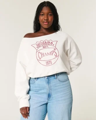 Gemakkelijk off-shoulder Indiana University grafisch sweatshirt