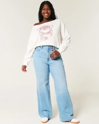Gemakkelijk off-shoulder Indiana University grafisch sweatshirt