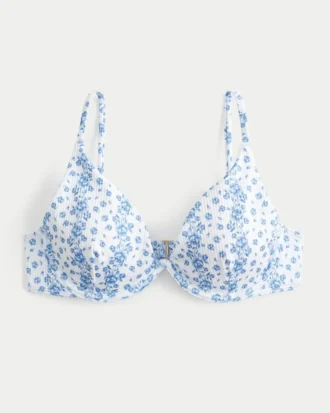 Geribbelde bikini-top met beugels en diep decolleté