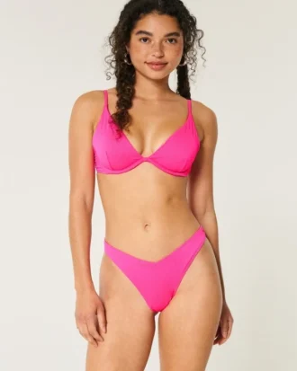 Geribbelde Cheekiest-bikinibroek met hoge pijpen en V-taille