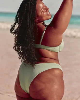 Geribbelde Cheekiest-bikinibroekje met hoge pijpen
