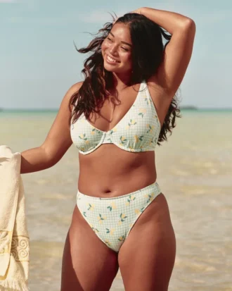 Geribbelde Cheekiest-bikinibroekje met hoge pijpen