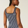 Geribbelde naadloze stof tanktop met vierkante hals