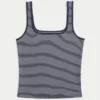 Geribbelde naadloze stof tanktop met vierkante hals