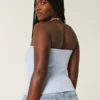 Geribbelde strapless tube top met print