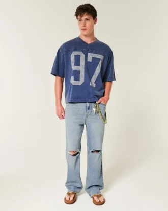 Gescheurde baggy jeans met medium wassing