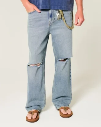Gescheurde baggy jeans met medium wassing