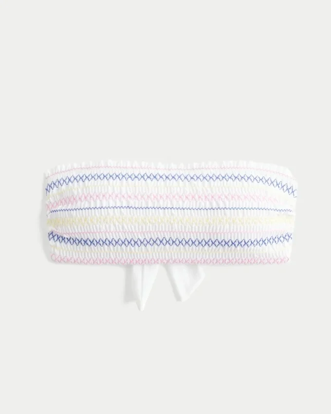 Gesmokte bandeau bikinitop
