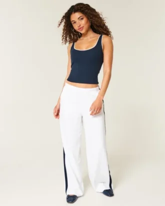 Gestreepte baggy broek met elastische tailleband