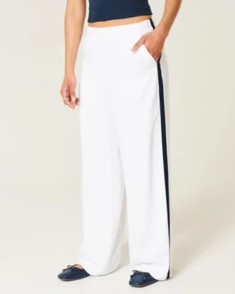 Gestreepte baggy broek met elastische tailleband