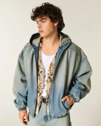 Gewassen denim skaterjack