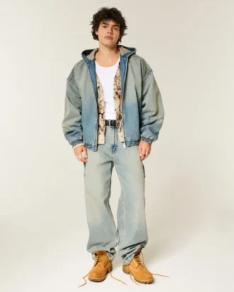 Gewassen denim skaterjack
