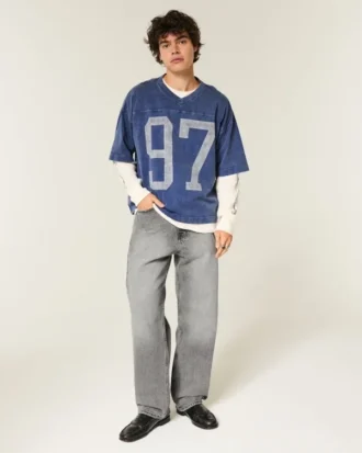 Gewassen grijze baggy jeans