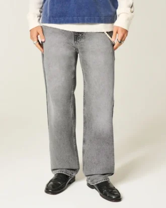 Gewassen grijze baggy jeans