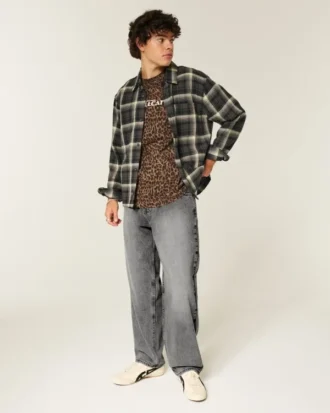 Gewassen grijze skater baggy jeans