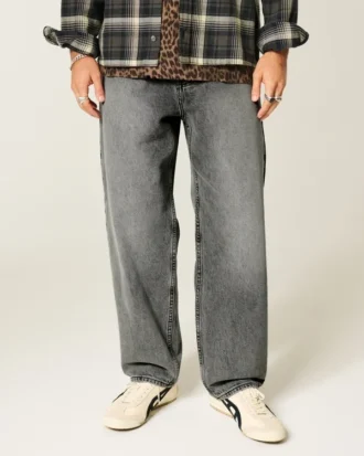 Gewassen grijze skater baggy jeans