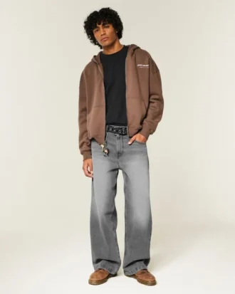 Gewassen grijze superbaggy jeans Gewassen grijze superbaggy jeans