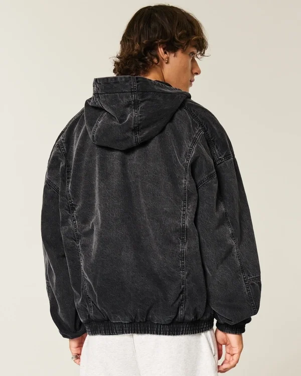 Gewassen zwart denim skaterjack Gewassen zwart denim skaterjack