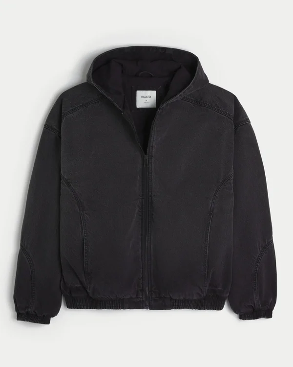Gewassen zwart denim skaterjack Gewassen zwart denim skaterjack